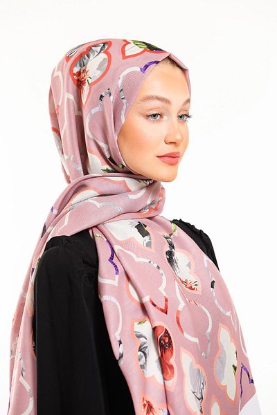 19V69 ITALIA Cream Powder Geometric Pattern Pavia Series with Shawl Scarf Hanger and Gift Set 90x200 Cm
