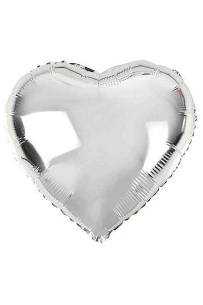 MERİ PARTİ Heart Foil Balloon 18" Inch 40 Cm Silver Color 1 Piece