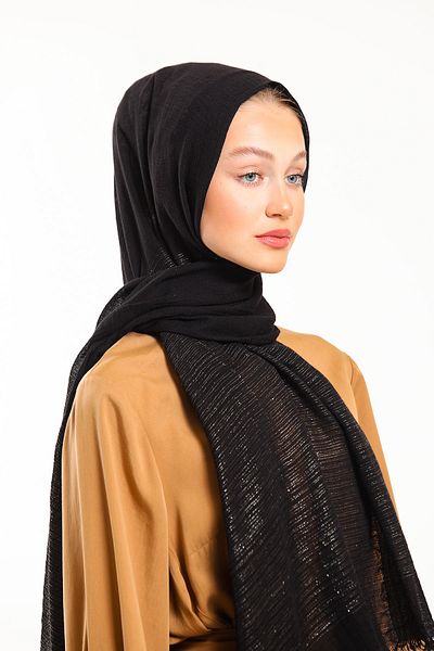 19V69 ITALIA Black Solid Color Cotton Series Shawl with Scarf Hanger and Gift Set 75x200 Cm
