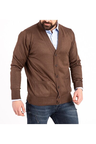 NACAR STORE Erkek Düğmeli Ince Yün Triko Örme Baba Hırka