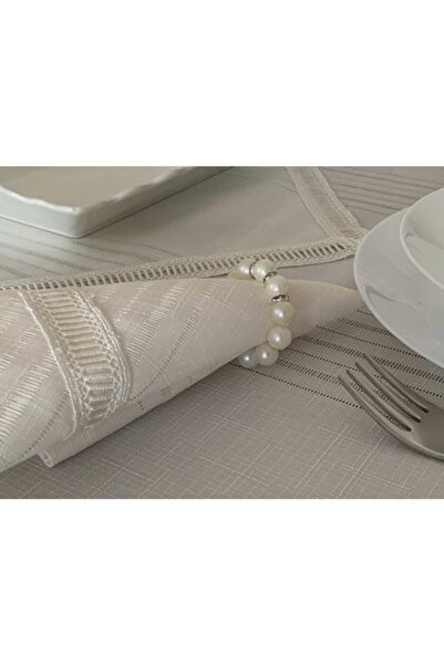 SAFİR Colber Masa Örtüsü Seti Krem 12 Kişilik 26 Parça
