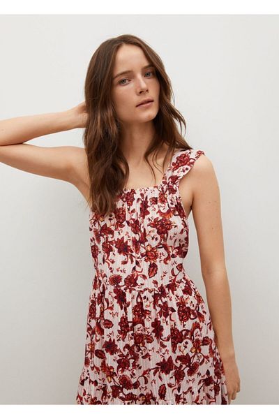 MANGO Woman Rotes rückenfreies Damenkleid