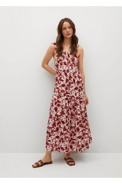 MANGO Woman Rotes rückenfreies Damenkleid