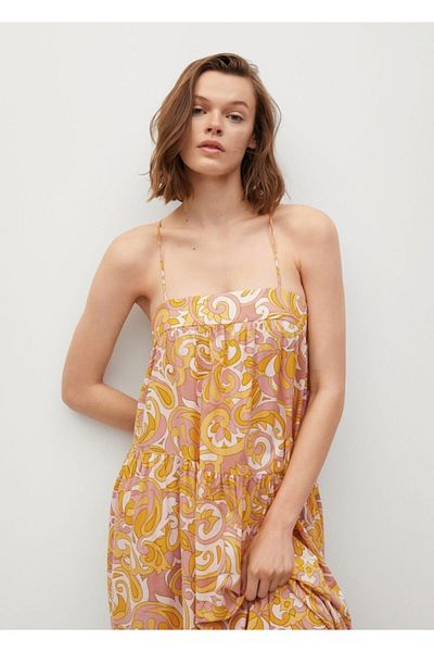 MANGO Woman Γυναικείο φόρεμα με κίτρινο χοντρό βολάν
