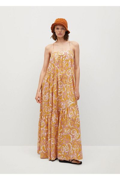 MANGO Woman Γυναικείο φόρεμα με κίτρινο χοντρό βολάν