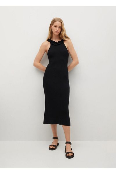 MANGO Woman Women's Black Back Cut Out Dress