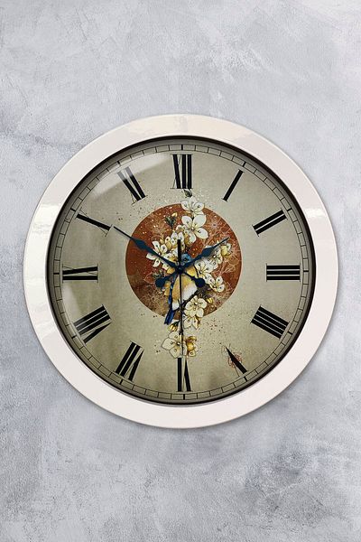 Kasva Concept Gift 36 cm White Metal Flower Wall Clock