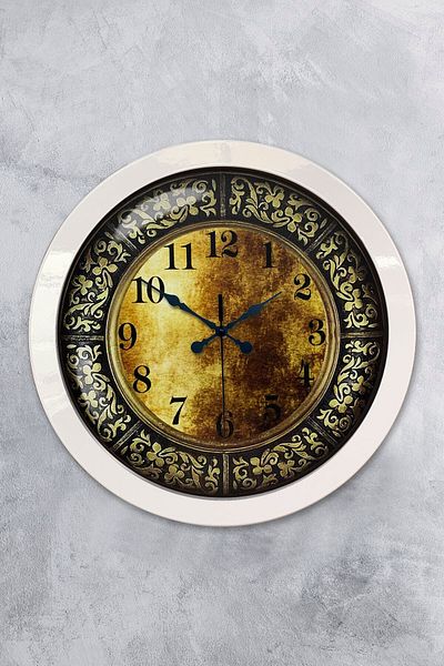 Kasva Concept Gift 36 cm White Metal Pattern Wall Clock