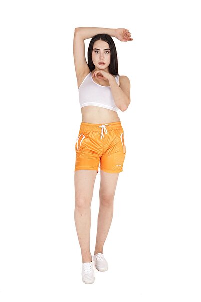 FORE SPORT Women's Orange Pocket Detailed Shiny Shorts