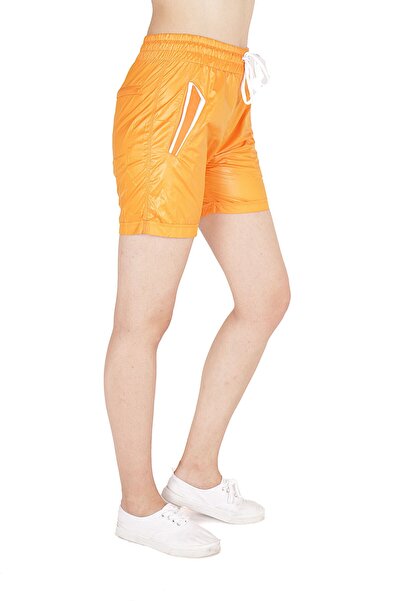FORE SPORT Women's Orange Pocket Detailed Shiny Shorts