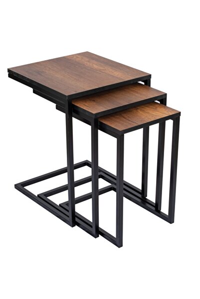 Grande Home 3'lü Still C Zigon Sehpa Barok Ceviz