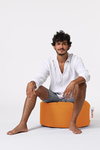 EARMUT Yuvarlak Puf Turuncu Oxford 55x30 cm