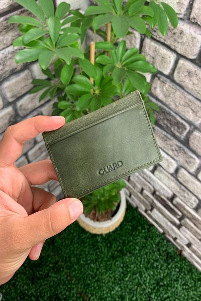 GUARD Green Leather Antique Card Holder