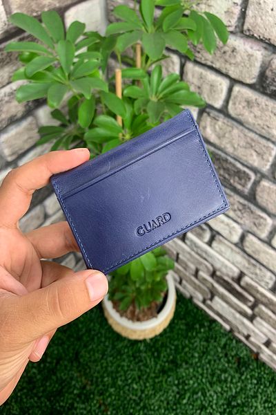 GUARD Antique Navy Blue Leather Card Holder