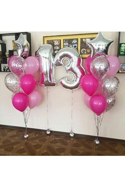 MERİ PARTİ 13 Yaş Doğum Günü Kolnsept 13 Yaş Folyo Balon Yıldız Folyo Balon M...