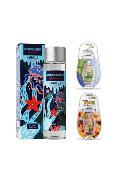 Bargello Okyanus Esintisi Cam Şişe Kolonya 180 ml Ve 2 Adet Dekoratif Araç Ko...