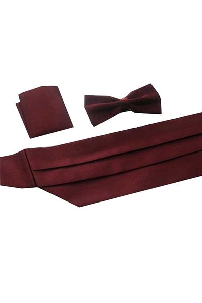 Varetta Set papion și brâu pentru bărbați, burgundă, smoking de mire, curea, batistă, cadou