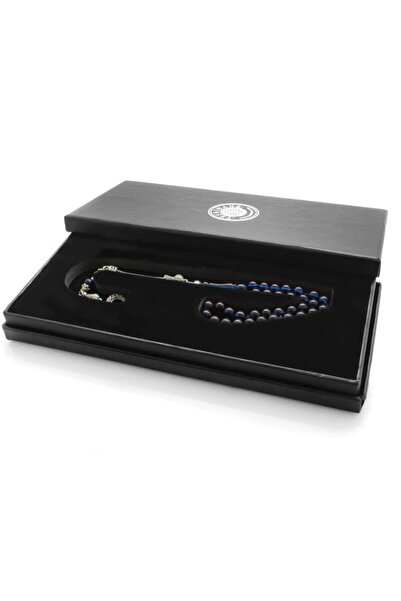 Tesbihane Kararmaz Metal Ayyıldız Püsküllü Küre Kesim Süzme Mavi-siyah Sıkma Kehribar Tesbih