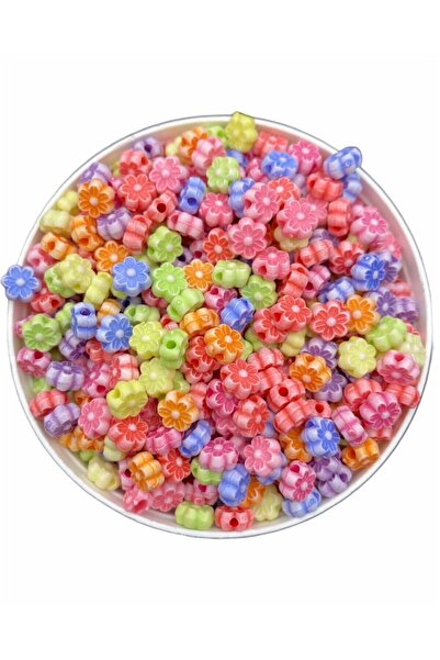 Hedef Bijuteri زهرة صغيرة باستيل 7 مم، خرز بألوان باستيل مختلط على شكل ديزي، ...