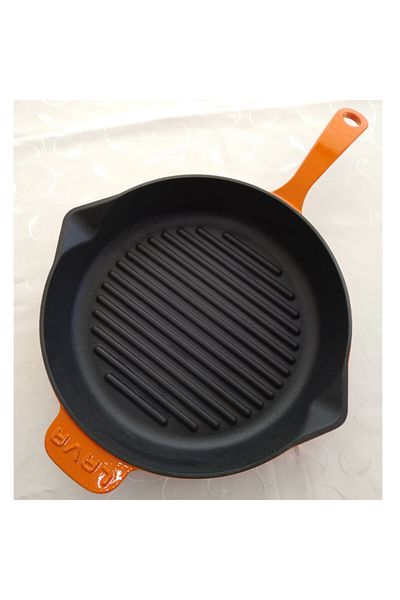 Lava Cast Iron Grill Pan 28 Cm Metal Handle Orange