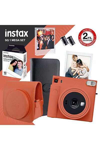 Fujifilm Instax Sq1 Terracotta Turuncu Fotoğraf Makinesi ve Mega Seti