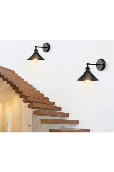 demet habek mylights Retro Rustik Vintage Mat Siyah Aplik Mafslı Duvar Lambası Tek Fiyatıdır