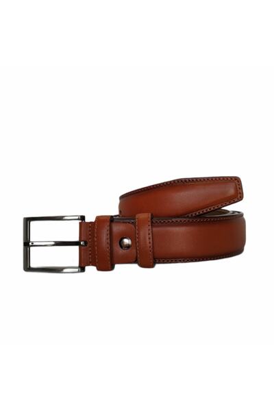 Kar-Pa Genuine Leather Tan Stitched Classic Trouser Belt 3.5 cm