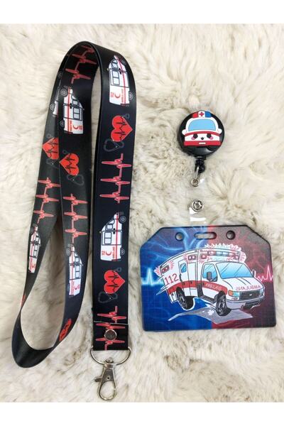 Hediyebum Set curea pentru gât pentru urgență și suport pentru carduri