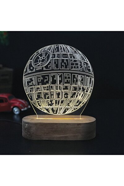 Hediyeiste Star Wars Ölüm Yıldızı Tasarım 3d Led Gece Lambası