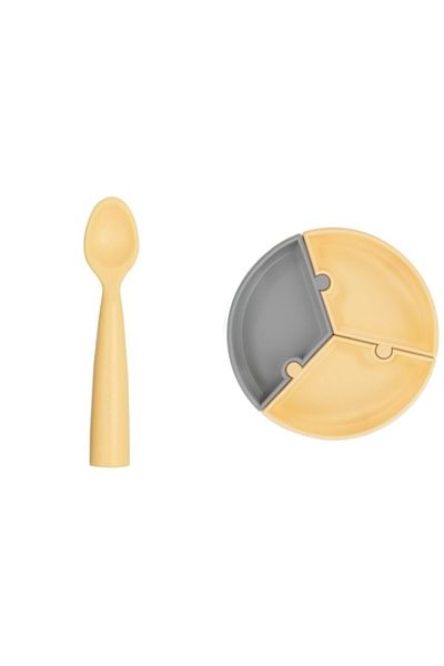 OiOi Set of 2 Puzzle Plates, Nam Nam Karik Yellow