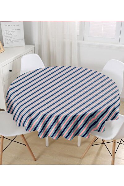 Realhomes Moderni okrugli stolnjak sa pastelnim horizontalnim prugama na šare...