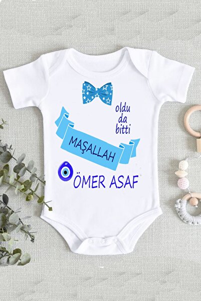 Genel Markalar Erkek Bebek Beyaz Sünnet Baskılı Zıbın Body