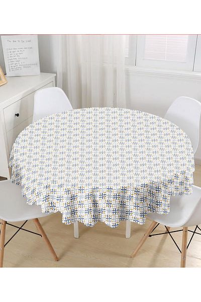 Realhomes Față de masă rotundă cu design special, imprimată digital, cu desen geometric - Diametru 140cm