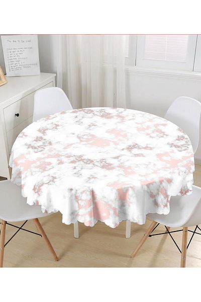 Realhomes Fata de Masa Rotunda Imprimata Digital cu Pardoseala Marmura - Diametru 140 cm