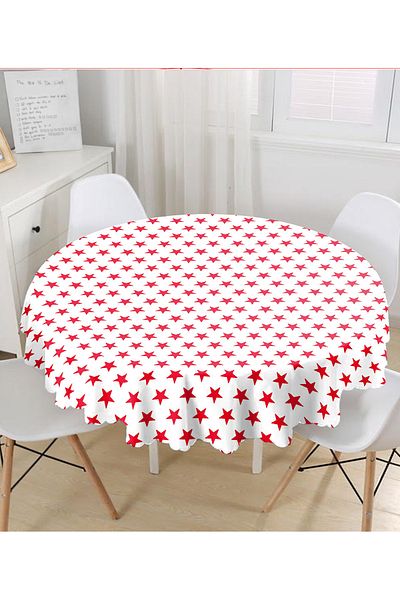 Realhomes Fata de masa rotunda cu Motiv Steaua Rosie 140 cm - Imprimat Digital