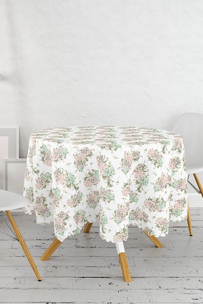 Realhomes Față de masă rotundă modernă, tipărită digitală, cu design special, pachete de flori - diametru 140 cm