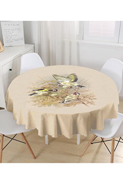 Realhomes Fata de Masa Rotunda Imprimata Digital cu Pasăre Cilidon - Diametru 140 cm
