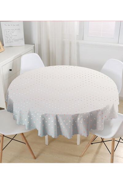 Realhomes Mink podloga, smeđi stolnjak sa polka tačkama - prečnik 140 cm