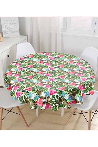 Realhomes Літні фрукти Серія акварель Сучасна кругла скатертина - Діаметр 140 см