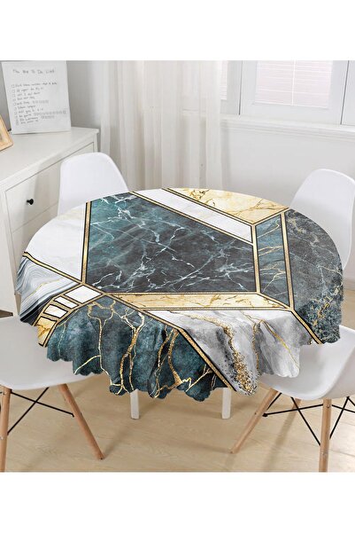 Realhomes Granitni ahat i zlatni kreativni teksturirani okrugli stolnjak na g...