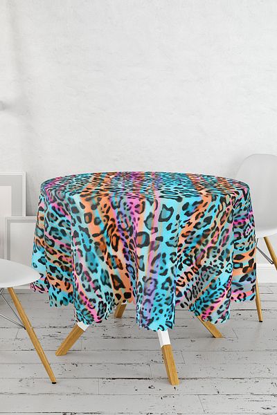Realhomes Față de masă rotundă modernă cu imprimare digitală multicoloră - diametru 140 cm
