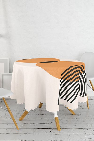 Realhomes Abstract Style Sun Design Digital Printed Modern Round Tablecloth Diameter 140cm