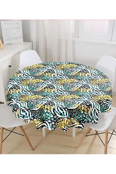 Realhomes Față de masă rotundă cu design special cu imprimare geometrică abstractă - diametru 140cm