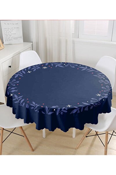 Realhomes Față de masă rotundă imprimată digital cu podea bleumarin și cadru de flori