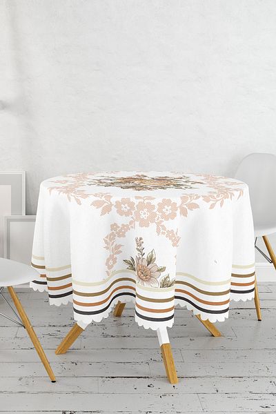 Realhomes Față de masă rotundă modernă cu imprimare digitală cu design special - diametru 140 cm