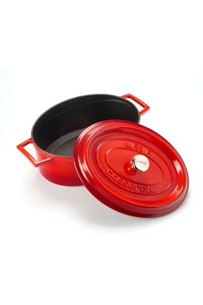 Lava Cast Iron Casserole 21x27 Cm Oval Pot Red Deep Casserole
