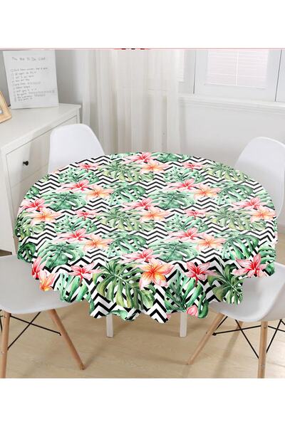 Realhomes Fata de masa rotunda imprimata digital cu model zebra in zigzag - Diametru 140cm