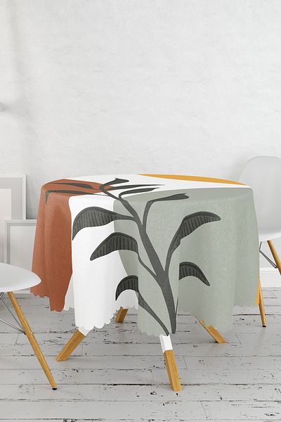 Realhomes Ψηφιακό τυπωμένο μοντέρνο στρογγυλό τραπεζομάντιλο με πολύχρωμο φόντο Onedraw Boots Leaf Pattern - Διάμετρος 140cm