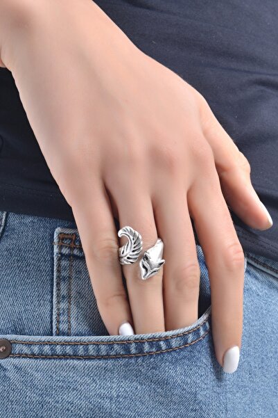 LABALABA Kadın Antik Gümüş Kaplama Su Samuru Yüzük