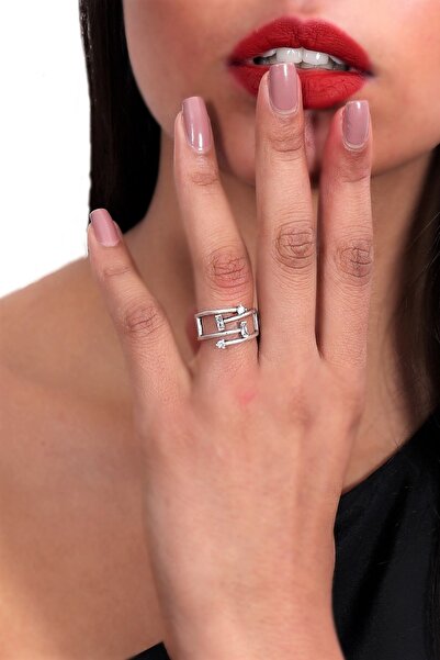 LABALABA Kadın Antik Gümüş Kaplama Zirkon Taşlı Çember Yüzük